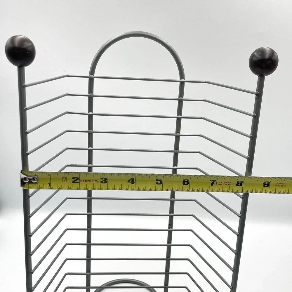 DVD Storage Rack Holder 16 Disc Metal Gray Freestanding Organizer Stand 15